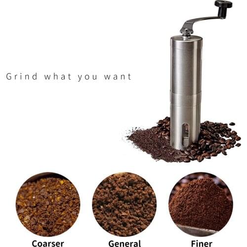 Adjustable 304 Stainless Steel Coffee Grinder Manual Ceramic Coffee Bean Mill With Rubber Loop Ring Easy Clean Kitchen Tools