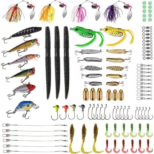 Fishing Lures Baits Tackle including Crankbaits, Spinnerbaits, Plastic worms, Jigs, Topwater Lures , Fishing Gear Lures Kit Set