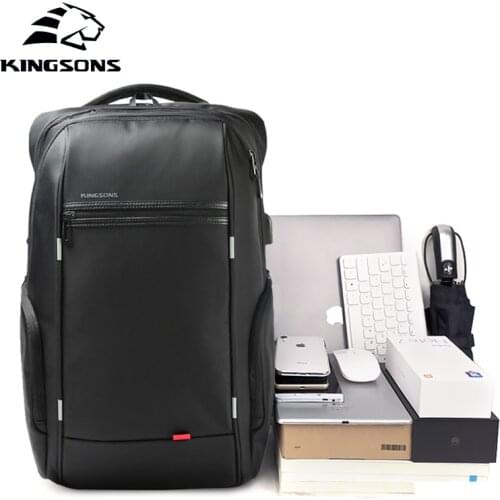 KINGSONS 13.3 15.6 17.3 Inches Laptop Backpack External USB Charge Computer Backpacks Anti-theft Waterproof Bags for Men Women