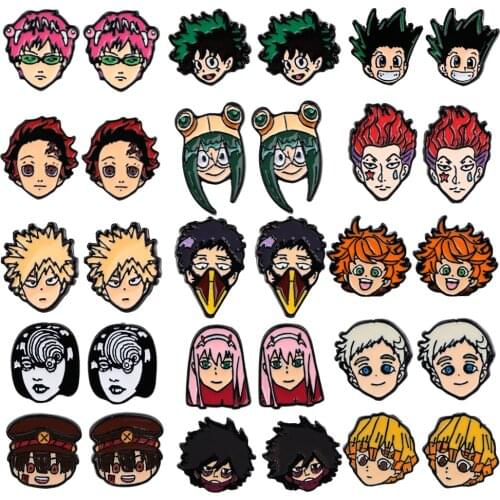 PF772 Japanese Anime Manga Demon Slayer Piercing Studs Earrings for Woman Cartoon Trend Cute Earrings Unusual Korean Fashion