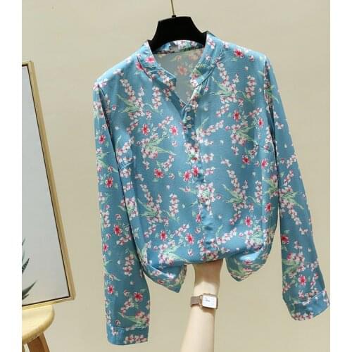 Long Sleeve V-Neck Print Chiffon Blouse Shirt Blusa Women Tops Female Blouse Women Blusas Mujer De Moda 2021 Women Clothing E40
