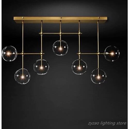 Postmodern LED Living Room Hanging Lamp Fixtures Nordic Dining Room Home Decor Pendant Lamp Restaurant Glass Ball Pendant Lights