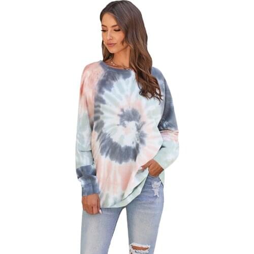 Women Printing Loose Leisure Hoodie Women Tie Dye Clothes Hoodies Teen Street Hip Hop Women Leisure Sweatshirt