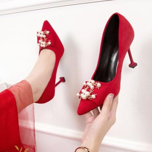 Green Bridal Wedding Shoes Sexy Elegant High Heels Stiletto Single Shoes Wild Womens Shoes Pearl Rhinestone Evening Dress Pumps