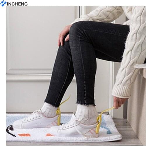 Lazy Shoe Helper Portable Sock Slider - Handled Shoe Horn - Shoe Lifting Helper Easy on Easy Off, Plastic Shoehorn for Men Women