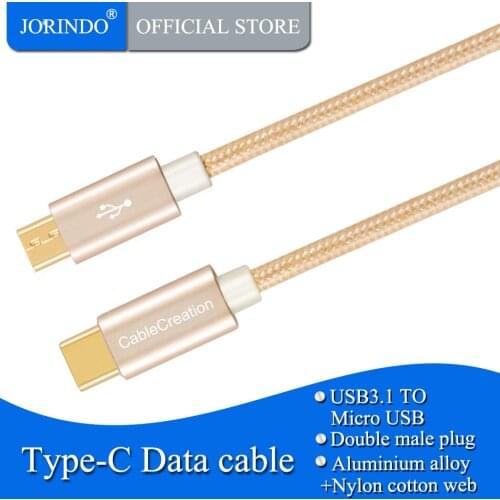 USB C to Micro USB, JORINDO USB Type C to Micro USB 2.0 Charging & Data Cable, USB Type C Devices to Android Devices, Aluminum