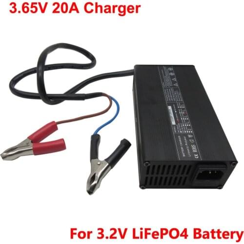 3.65V 10A 15A 20A LFP Charger F or 1S 3.2V LiFePO4 50AH 100AH 200AH Battery Alligator clips Crocodile clip Aluminum shell