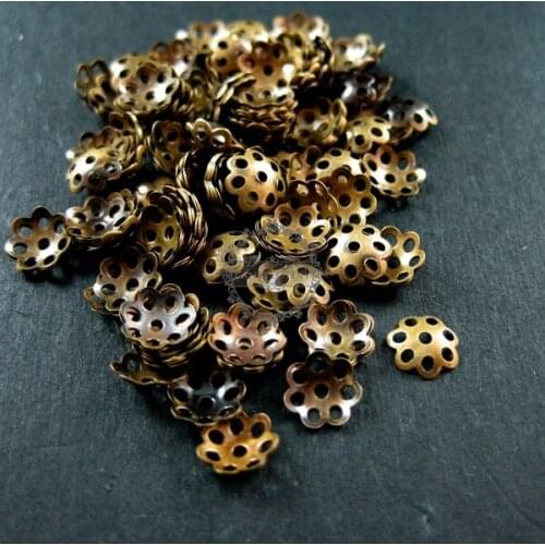 6mm vintage style antqiued bronze filigree flower beads cap beading supplies DIY findings 1561011
