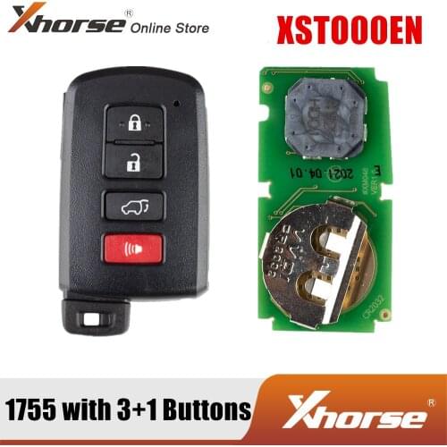 Xhorse XM Smart Key Shell 1755 with 3+1 Buttons with XM Smart Key PCB XSTO00EN for Toyota Support Re-generate