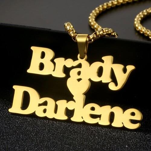 Custom Jewelry Stainless Steel Name Necklace for Men Women Customized Personalized Fashion Necklace Nameplate Big Letter Pendant