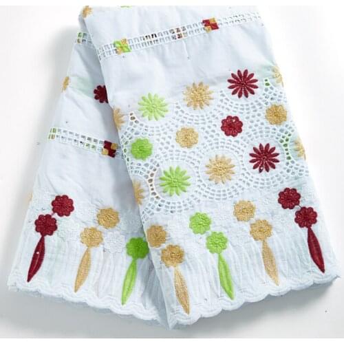 Zhenguiru 100% Cotton Swiss Voile Fabric Mesh African Fabric Colorful Embroidery Nigerian Fabric For Women Wedding Party A2291