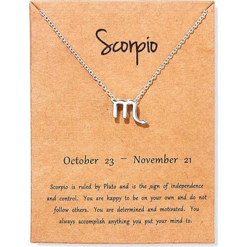 Vintage Scorpio Aries Virgo Message Card Jewelry 12 Constellation Pendant Necklace Necklaces For Women Birthday Gift