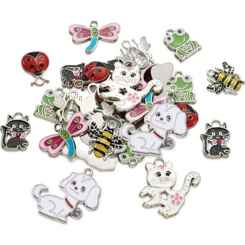 1Set Alloy Enamel Pendants Charms Mixed Cute Fruits Animals Shape For DIY Pendants Necklace Bracelet Gifts Jewelry Making