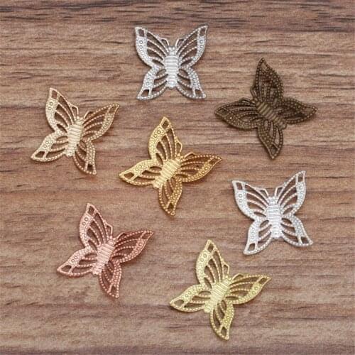 SIXTY TOWFISH 30 Pieces DIY Jewelry Accessories 15*17mm Handmade Materials Charms Brass Flower Filigree Flower Slice