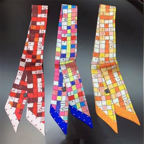 2020 New Design Plaid Horse Spring Skinny Scarf Women Luxury Brand Bag Scarves Summer Neck Silk Scarf For Ladies Foulard