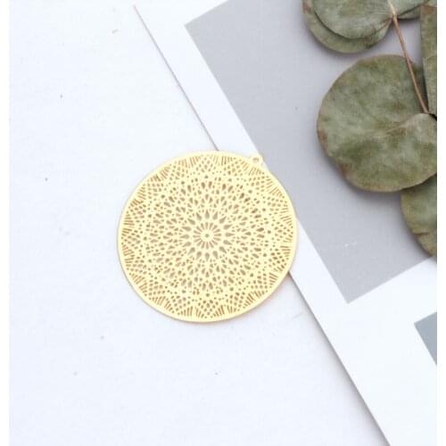 36x38MM Real Gold Plated Copper Big Round Charms Necklace Pendants Diy Jewelry Making Accessories Findings