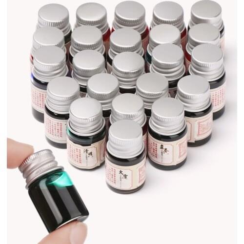 5ML 24 colors calligraphy writing paint fountain pen ink with glitter powder Handmade Fountain Dip Pen School Supplies