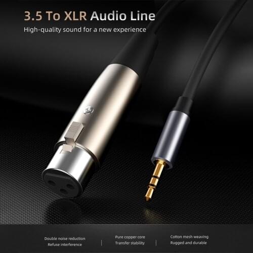 3.5mm Jack To XLR Cable 1.5m Male To Female Professional Audio Cable For Mixer Microphones Speakers Computer Cellphone