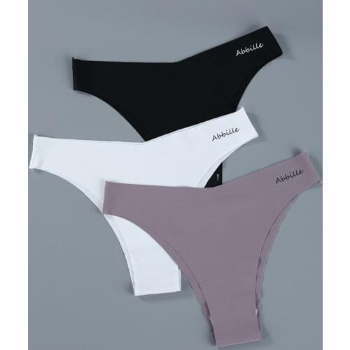 Seamless Thongs Ladies Underwear Woman Panties G Stringi V Wais Ice Silk Sports Intimate Panty Women Underpants M-XL Solid Color