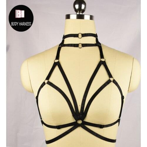 Colour elastic Harness Cage Bra Cupless Lingerie Body Harness Belt Crop Tops Bondage Lingerie Pole Clothes body harness