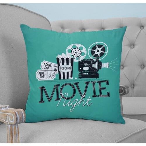 Movie Movie Play Ticket Logo Popcorn Printed Throw Pillow Case Plush fabric Pillowcase Home Decorative Pillow Hot
