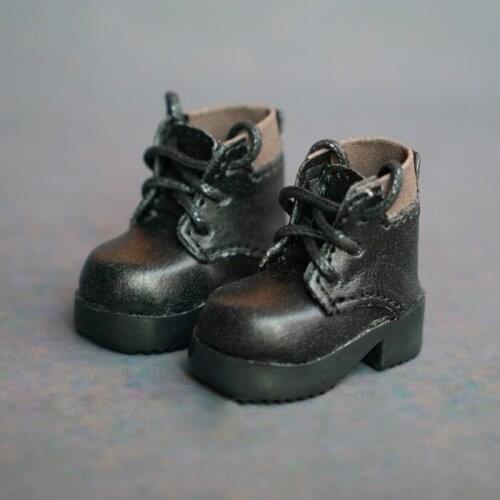 D01-P566 children handmade toy 1/6 Doll clothes BJD/SD doll props Accessories black Strap ankle boots 1pair