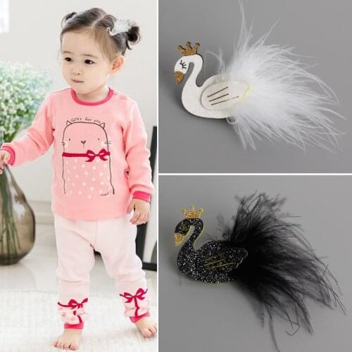 1 PCS Cute Cartoon Black And White Swan Baby Hairpins kids Hair Clips Princess Barrette Girls Hair Accessories Children Headwear