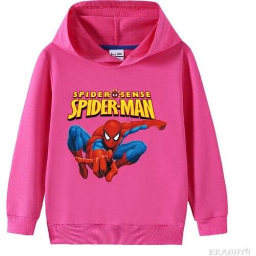 Disney Spider Man Boys Girls Hooded Sweatshirts Cotton Toddler Kids Pullover Tops Casual Children Sportswear