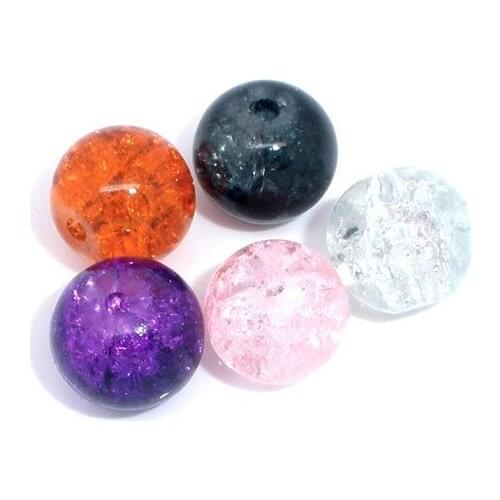 DoreenBeads 100 Mixed Crackle Glass Round Beads 8mm Dia