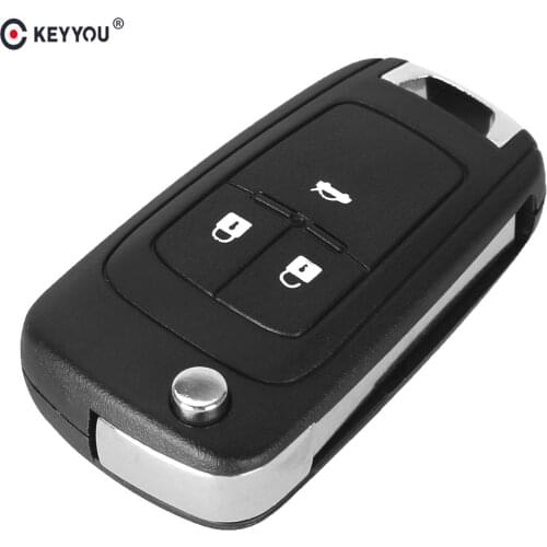 KEYYOU 10PCS/LOT Flip Folding Key Shell For Chevrolet Cruze Remote Key Case Keyless Fob 3 Button Uncut HU100 Blade