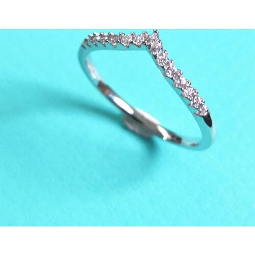 New Womens S925 Sterling Silver White Gold Rose Gold Heart Shaped Water Drop Set Zircon Ring