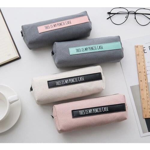 Creative School Pencil Case Simple solid color large Pen Bag Kawaii Stationery Office School Supplies Korean Stationery
