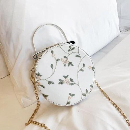 Bags For Women 2020 Sweet Lace Round Handbags Pu Leather Crossbody Women Bags Flower Female Chain Bag Shoulder Small Q2A4