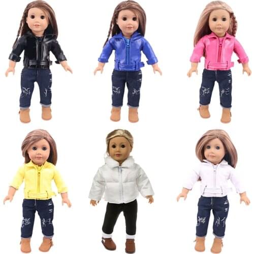 Fashion Leather Coat Autumn Fit 18 Inch American And 43Cm Reborn Baby Doll Clothes Accessories，Our Generation,Childrens Toys
