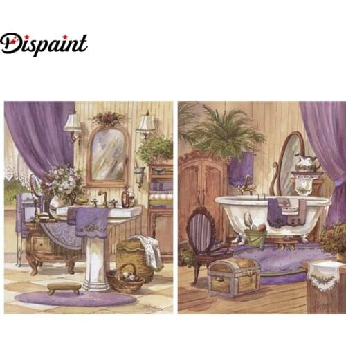 Dispaint 3D Diamond Painting "Bathroom scenery" DIY Full Rhinestones Drill Cross-stitch Kits Square Round Diamond Embroidery