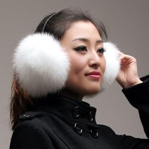 2020 fox fur earmuffs large fox fur earmuffs fur thermal fur earmuff headphones protect ears