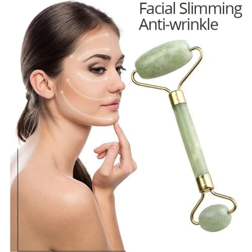 Jade Roller Real Jade Made Facial Slimming Massager Anti Wrinkle Facial Beauty Relaxation with Double Roller