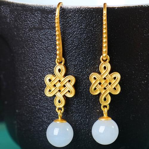 New 2021 Natural Green Hetian Jade Bead Earring Amulet Fashion Jewelry Gifts for Women dropshipping