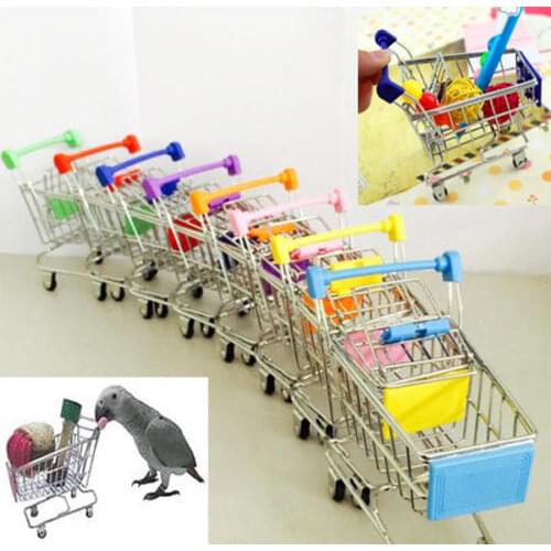 New Colorful Funny Mini Supermarket Shopping Cart Trolley Pet Bird Parrot Hamster Toy Wholesale