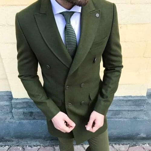 New Fashion Handsome Gentleman Big Size Slim Fit Men Suits Blackish Green Groomsmen Tuxedos Wedding Beach Party Mens Clothing