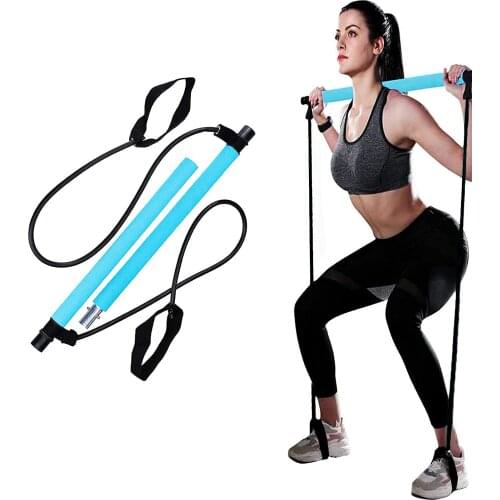 New Fitness Sport Pilates Bar Kit Gym Workout Stick Pilates Exercise Bar Kit with Resistance Band Body Building Puller Yoga Rope