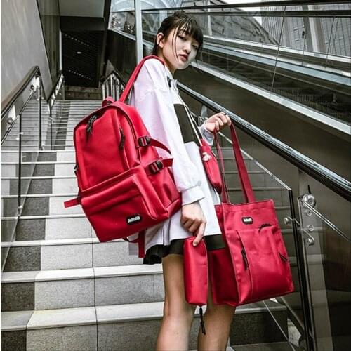 New Trend Solid Color Women Backpack Large Capacity School Backpack All Match Student School Bags Simple Casual Unisex Schoolbag