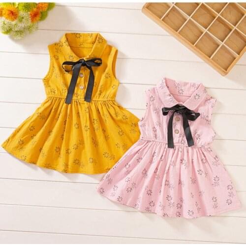 Baby Girls Sleeveless Princess Dresses Summer Kids Floral Printed Dress Girl Pure Cotton Dress Children Clothing 2-8T