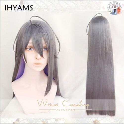Top Quality Division Rap Battle Hypnosis MIC Jakurai Jinguji Wigs Grey Purple Mix Synthetic Hair Cosplay Wig + Wig Cap