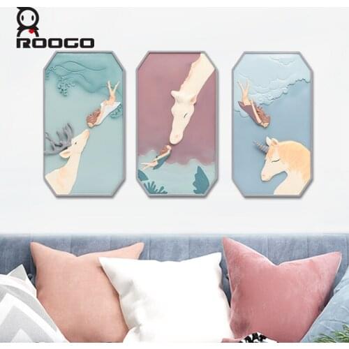 Roogo Hang Decorations The Girl Seeking Dreams Series Soft Plastics Type Unicorn Wall Hanging Childs Room And Living Room Decor