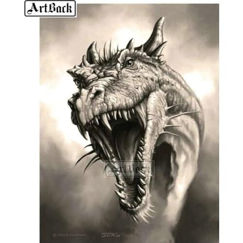 Full square / round drill diamond painting dinosaur grey icon 3d diamond embroidery resin mosaic home decoration painting gift