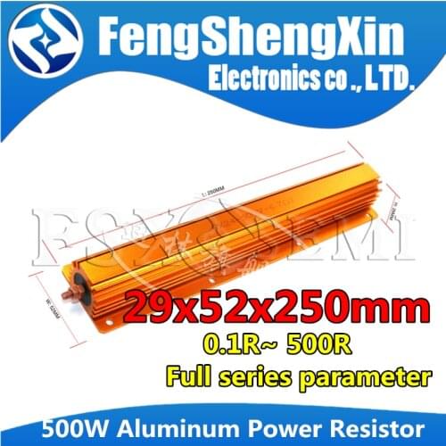RX24 500W Aluminum Power Metal Shell Case Wirewound Resistor 0.1R ~500R 0.1 0.5 1 2 3 4 5 6 8 10 20 30 50 100 200 500 ohm