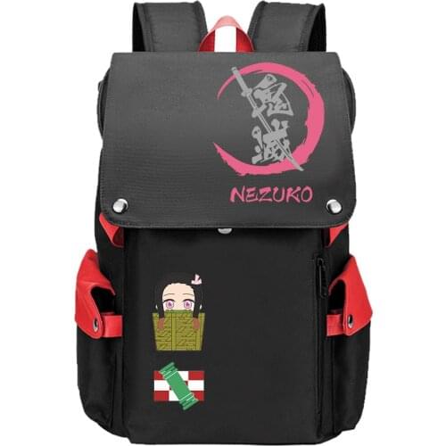 Demon Slayer Anime Women Backpack Kimetsu no Yaiba School Bags Large Bookbag Oxford Flag Travel Bagpack Unisex Laptop Backpack