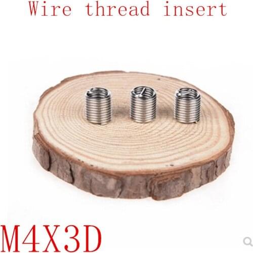 50Pcs M4*3D Stainless Steel Coiled Wire Helical Screw Thread Inserts M4 Screw Bushing self tapping thread repair tool