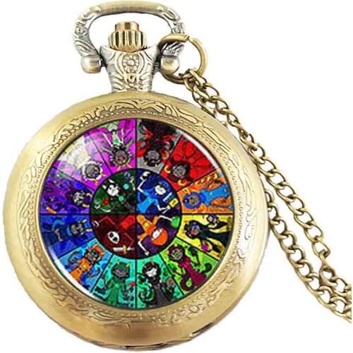 Steampunk 2017 Homestuck Wheel Game Comic Necklace Pocket Watch Charm Jewelry Cosplay Anime Women Men Chain best friends Gift